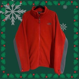 Men’s red and gray North Face Fleece Jacket, full zip.